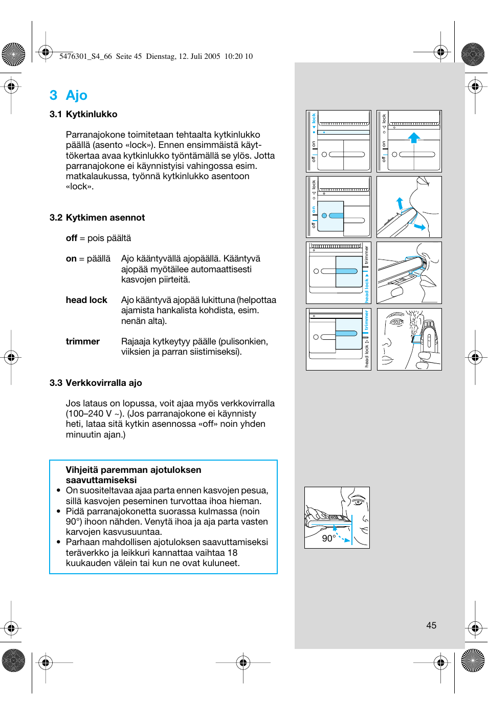 3 ajo | Braun 5443 Flex Integral+ User Manual | Page 45 / 64