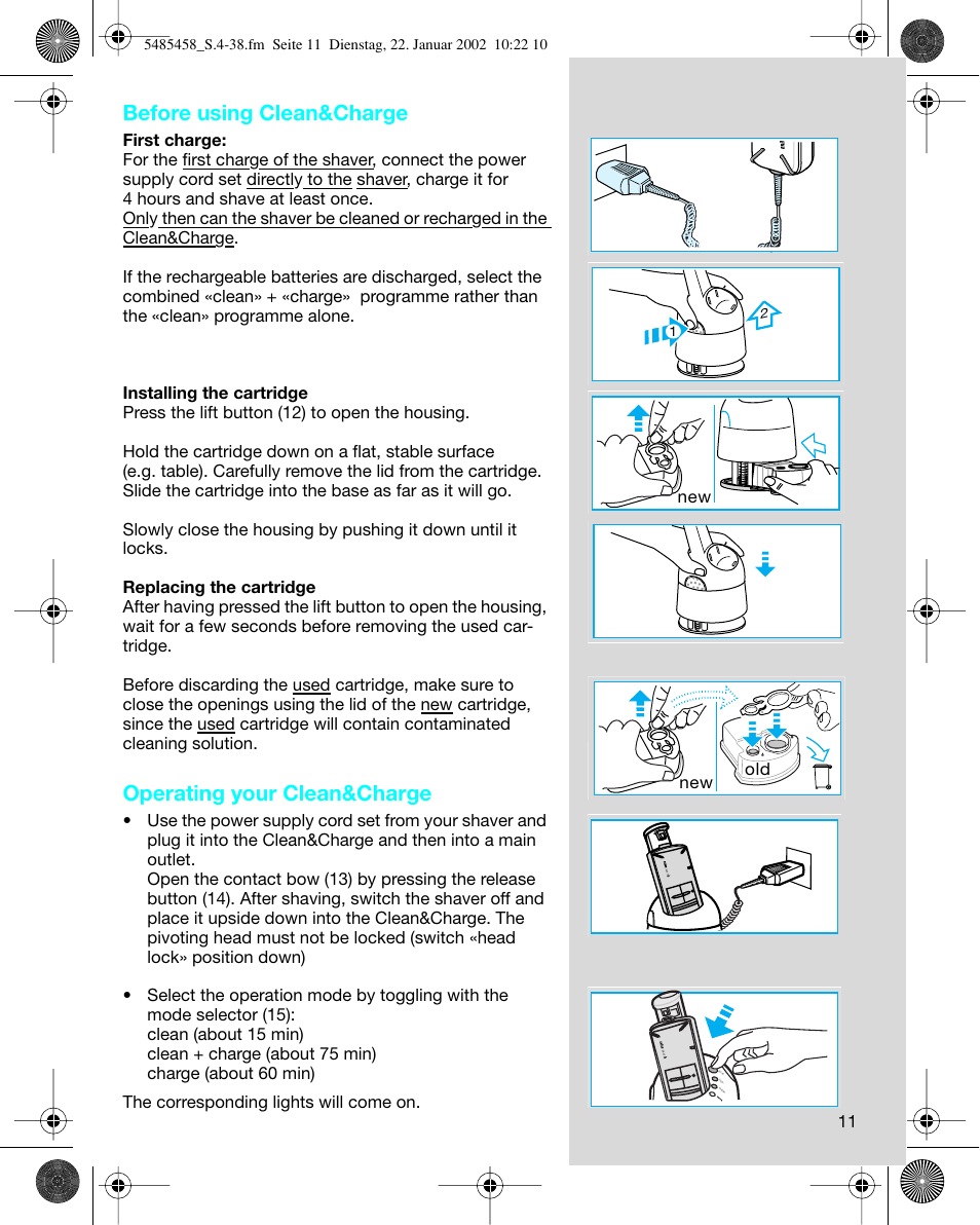 Before using clean&charge, Operating your clean&charge | Braun 5441 Flex Integral System User Manual | Page 11 / 35