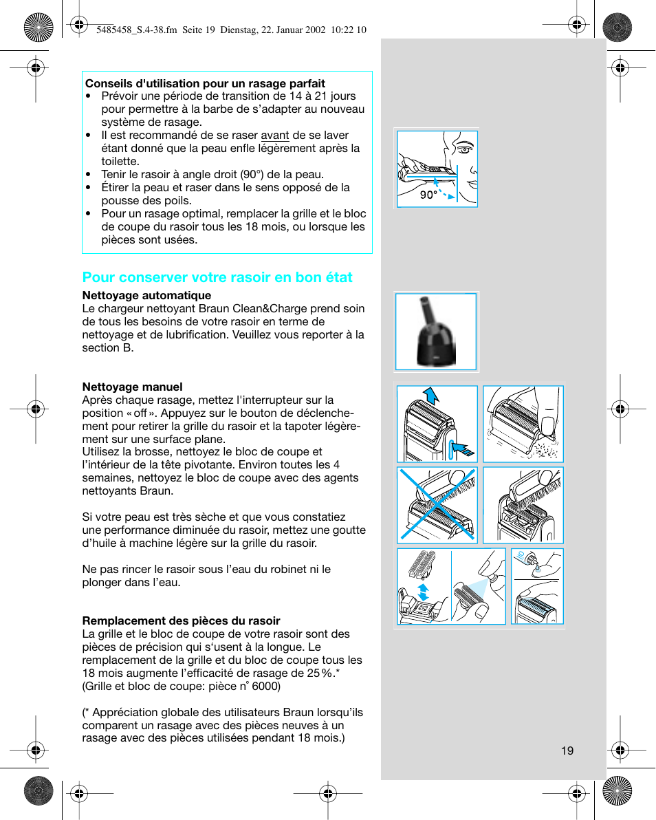 Pour conserver votre rasoir en bon état | Braun 5441 Flex Integral System User Manual | Page 19 / 35