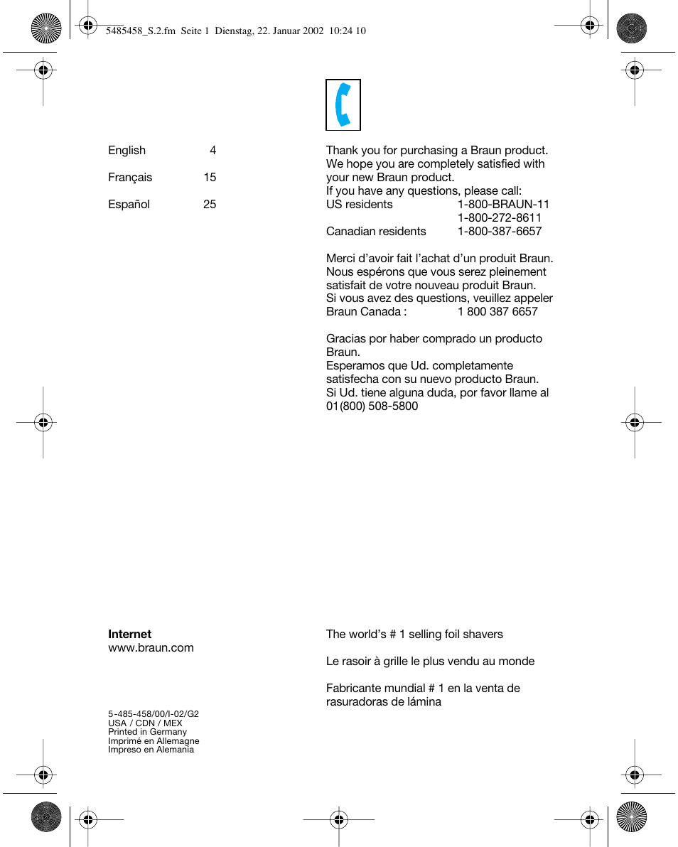 Braun 5441 Flex Integral System User Manual | Page 2 / 35