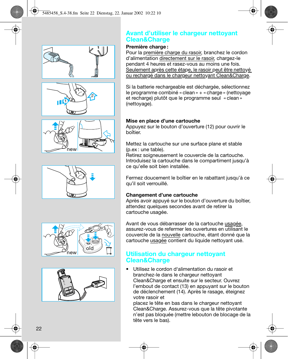 Utilisation du chargeur nettoyant clean&charge | Braun 5441 Flex Integral System User Manual | Page 22 / 35