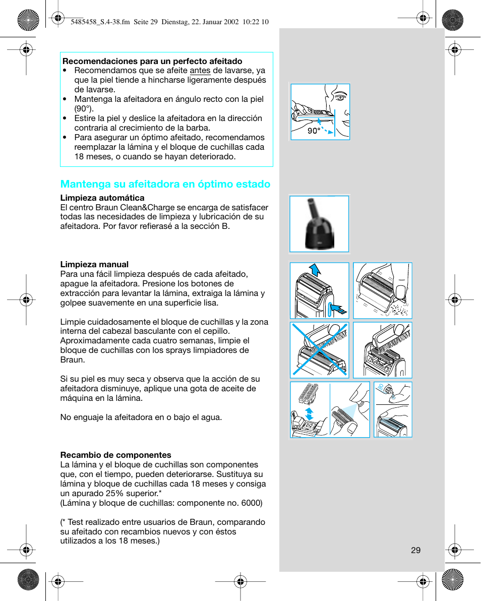 Mantenga su afeitadora en óptimo estado | Braun 5441 Flex Integral System User Manual | Page 29 / 35