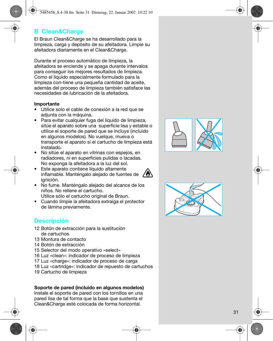 B clean&charge, Descripción | Braun 5441 Flex Integral System User Manual | Page 31 / 35
