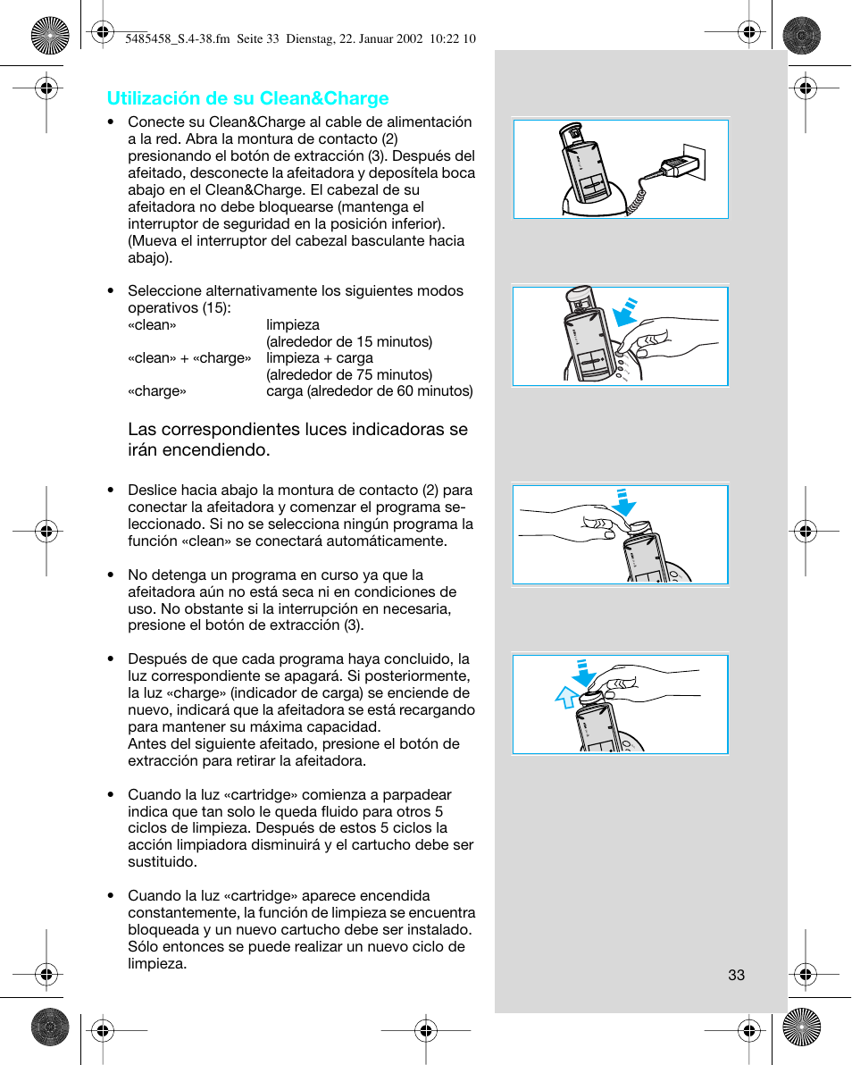 Utilización de su clean&charge | Braun 5441 Flex Integral System User Manual | Page 33 / 35