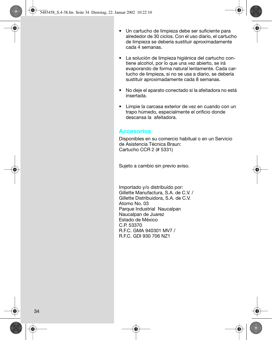 Accesorios | Braun 5441 Flex Integral System User Manual | Page 34 / 35