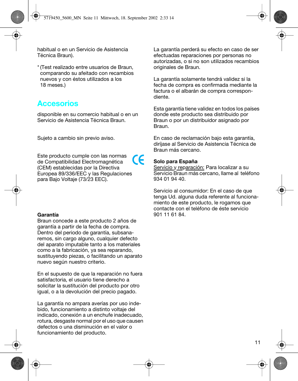 Accesorios | Braun 5600 Flex XP User Manual | Page 11 / 32
