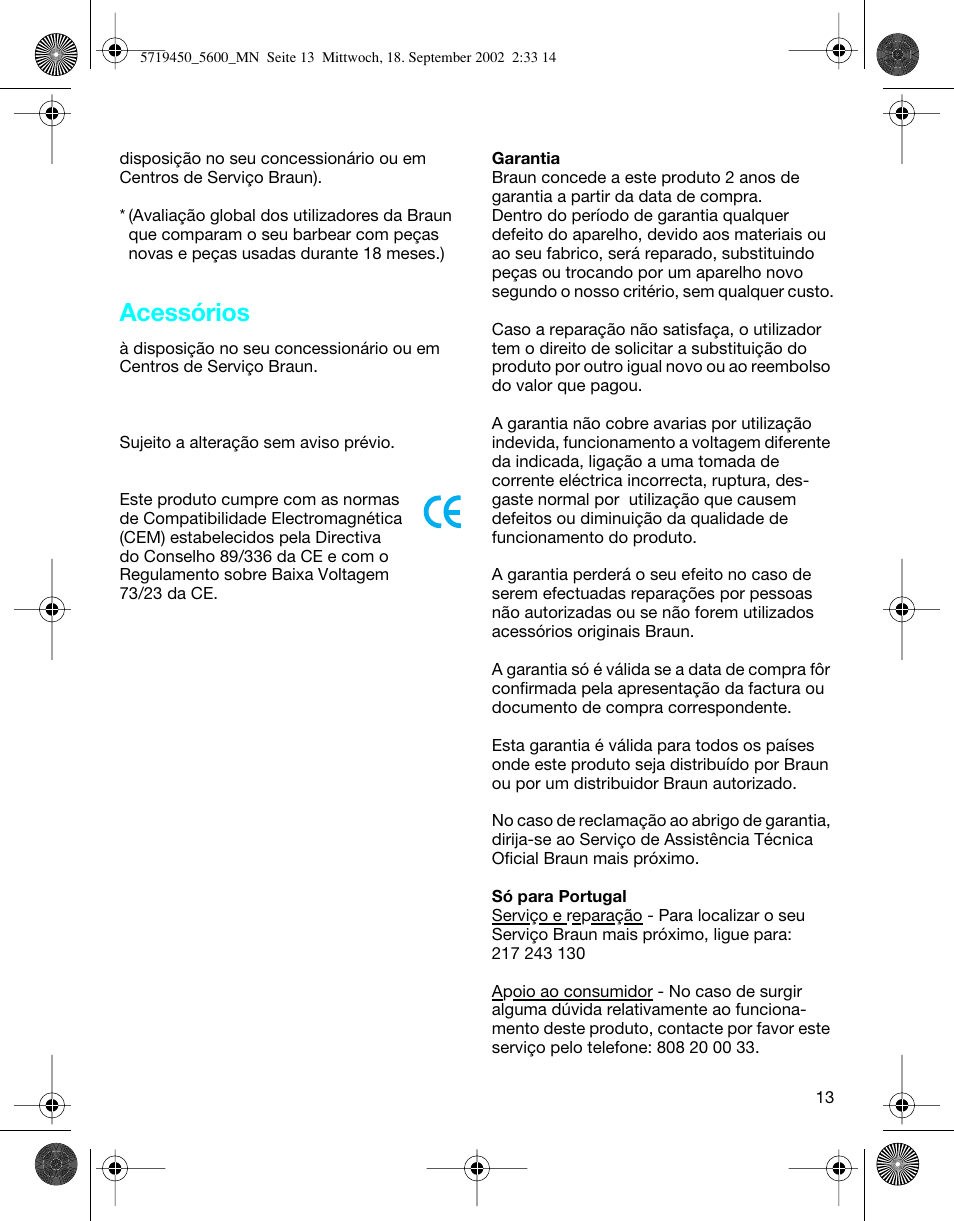 Acessórios | Braun 5600 Flex XP User Manual | Page 13 / 32