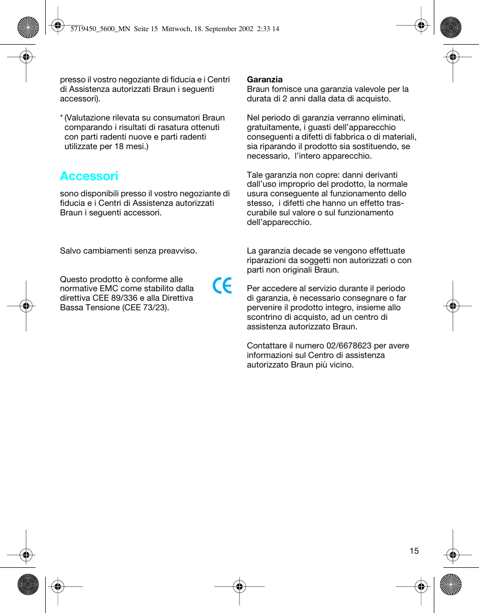 Accessori | Braun 5600 Flex XP User Manual | Page 15 / 32