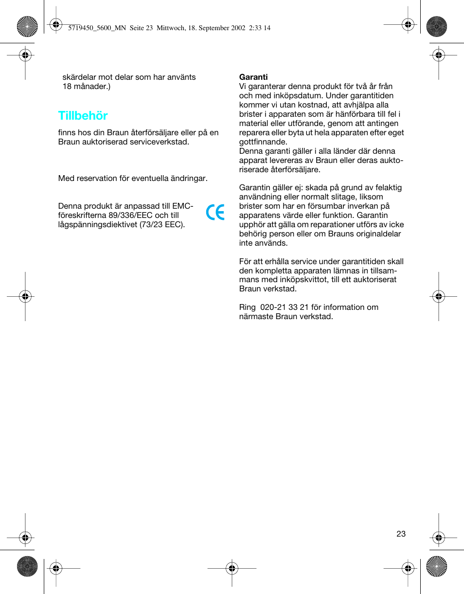 Tillbehör | Braun 5600 Flex XP User Manual | Page 23 / 32