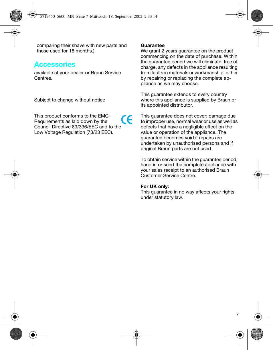 Accessories | Braun 5600 Flex XP User Manual | Page 7 / 32