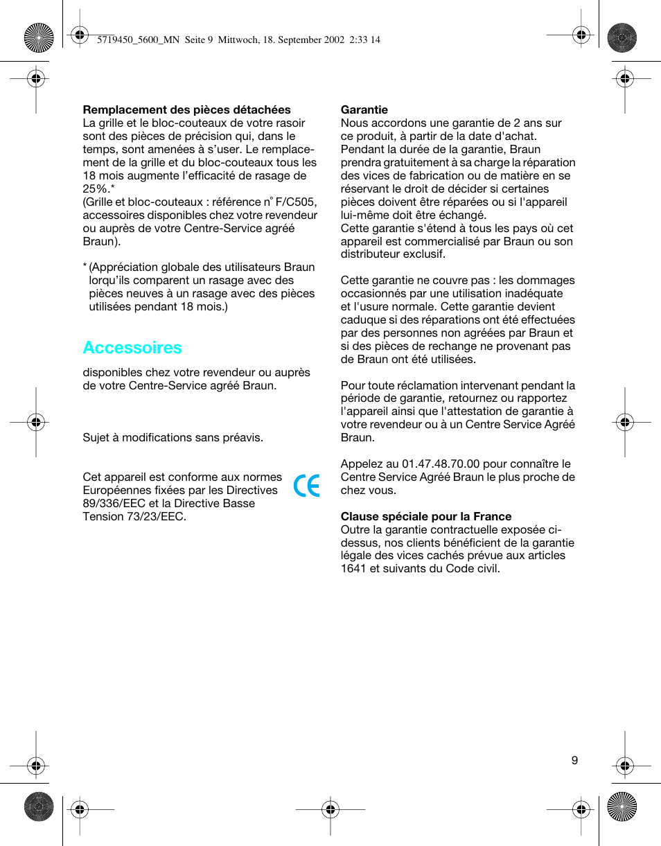 Accessoires | Braun 5600 Flex XP User Manual | Page 9 / 32