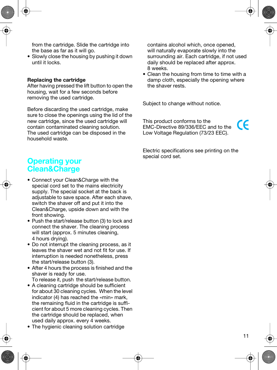 Operating your clean&charge | Braun 5691 Flex XP II System User Manual | Page 10 / 53
