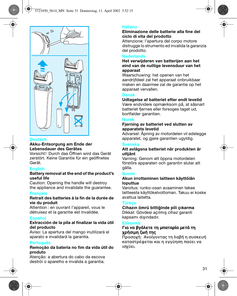 Braun 5614 Flex XP User Manual | Page 31 / 38