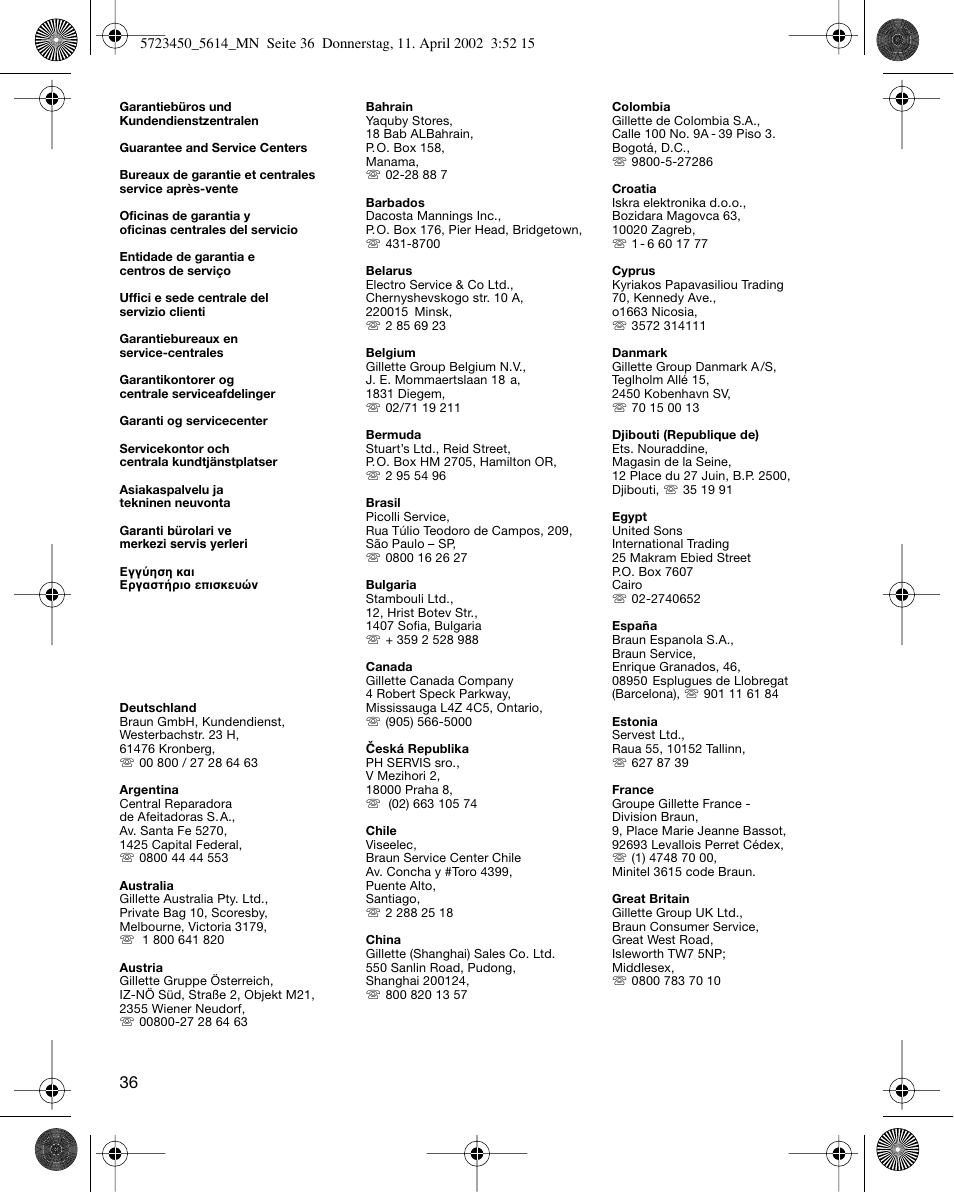 Braun 5614 Flex XP User Manual | Page 36 / 38