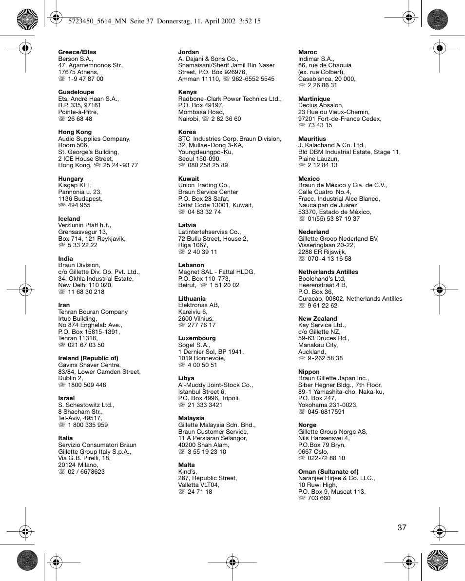 Braun 5614 Flex XP User Manual | Page 37 / 38