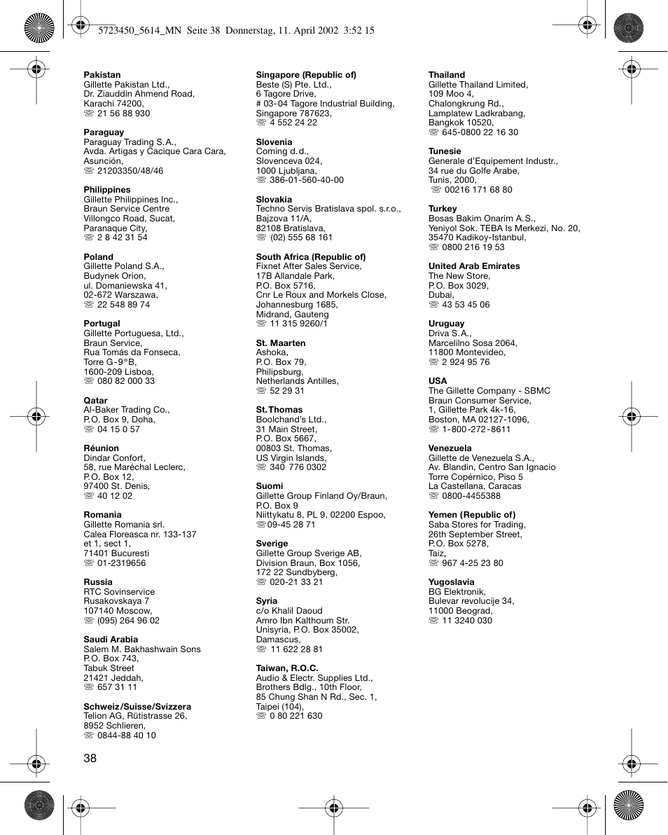 Braun 5614 Flex XP User Manual | Page 38 / 38