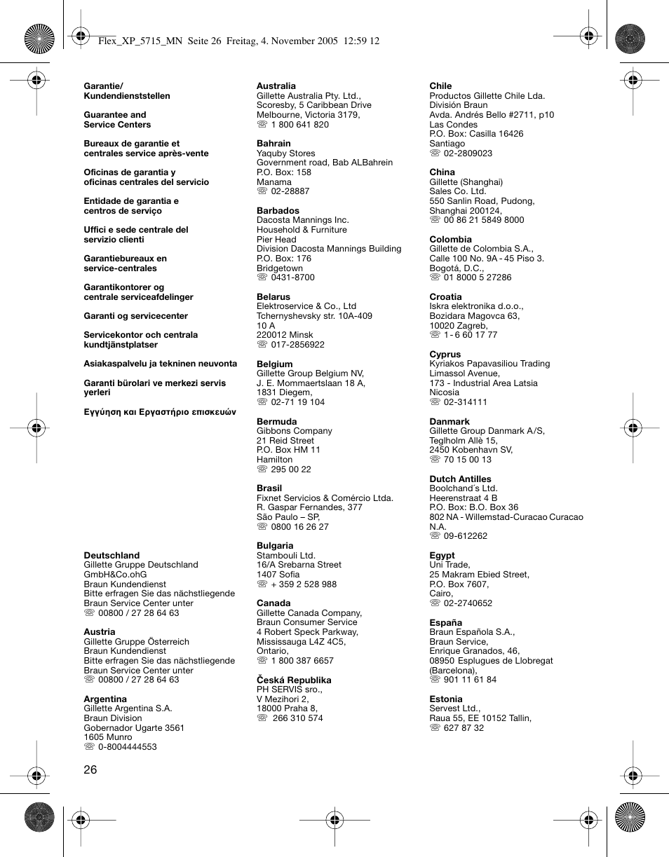 Braun 5715 Flex XP II User Manual | Page 26 / 28