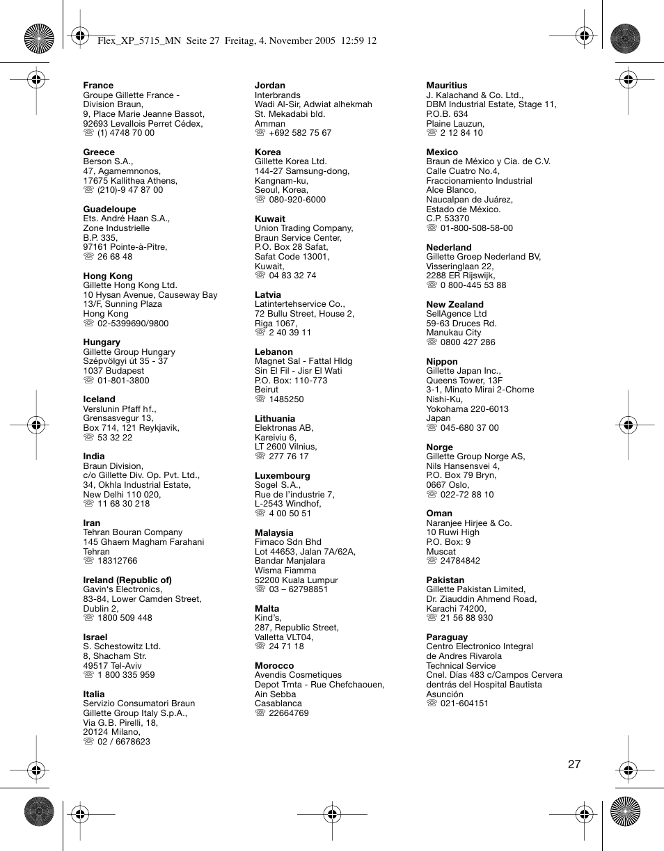 Braun 5715 Flex XP II User Manual | Page 27 / 28