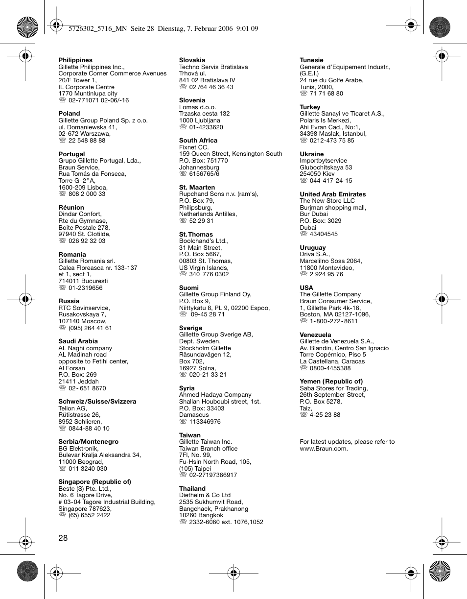 Braun 5716 Flex XP II User Manual | Page 28 / 28