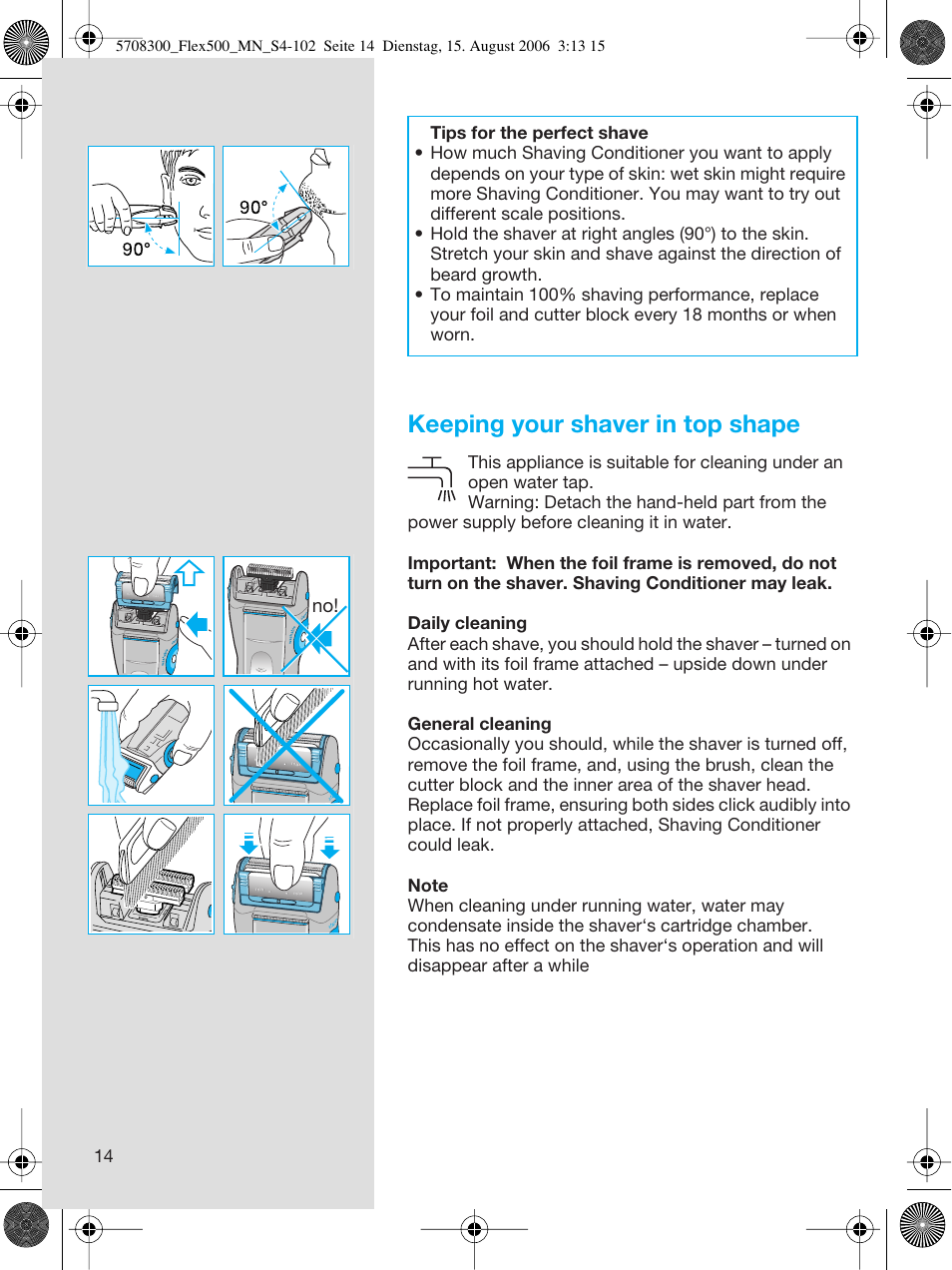 Keeping your shaver in top shape | Braun 6610 FreeGlider User Manual | Page 14 / 99