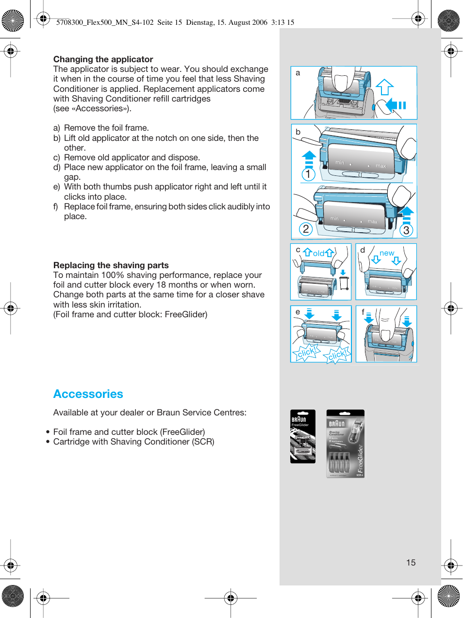 Accessories | Braun 6610 FreeGlider User Manual | Page 15 / 99