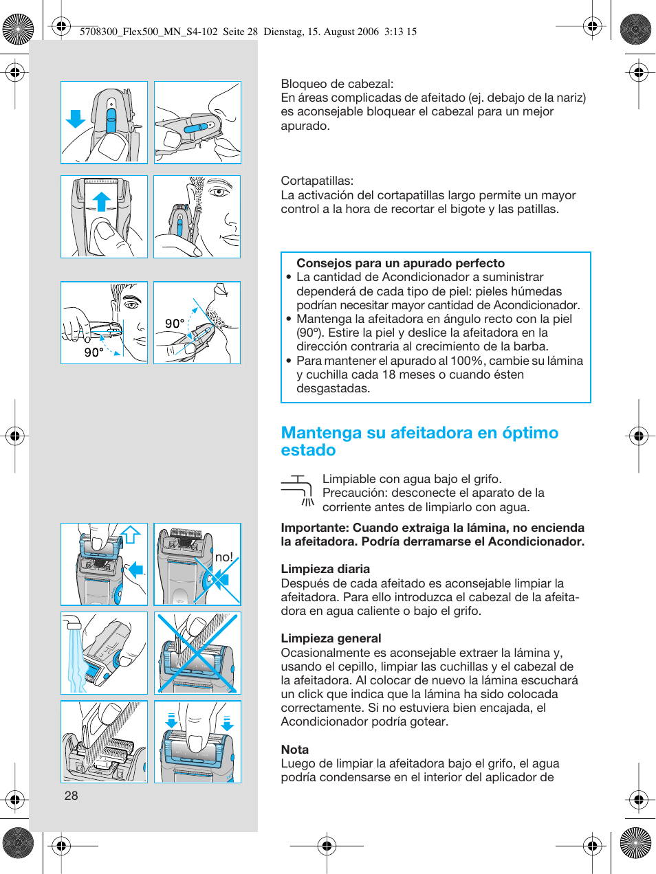 Mantenga su afeitadora en óptimo estado | Braun 6610 FreeGlider User Manual | Page 28 / 99