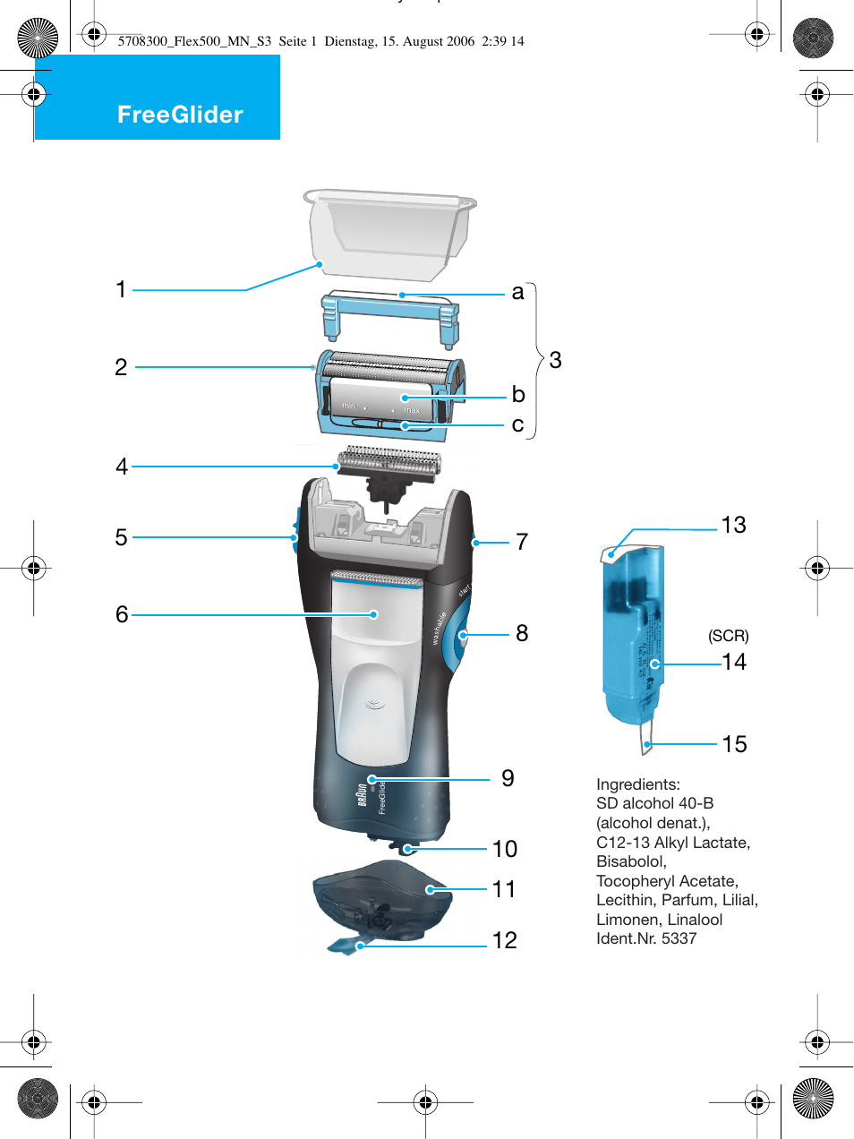 Freeglider 1 2 7 3, B c a | Braun 6610 FreeGlider User Manual | Page 3 / 99