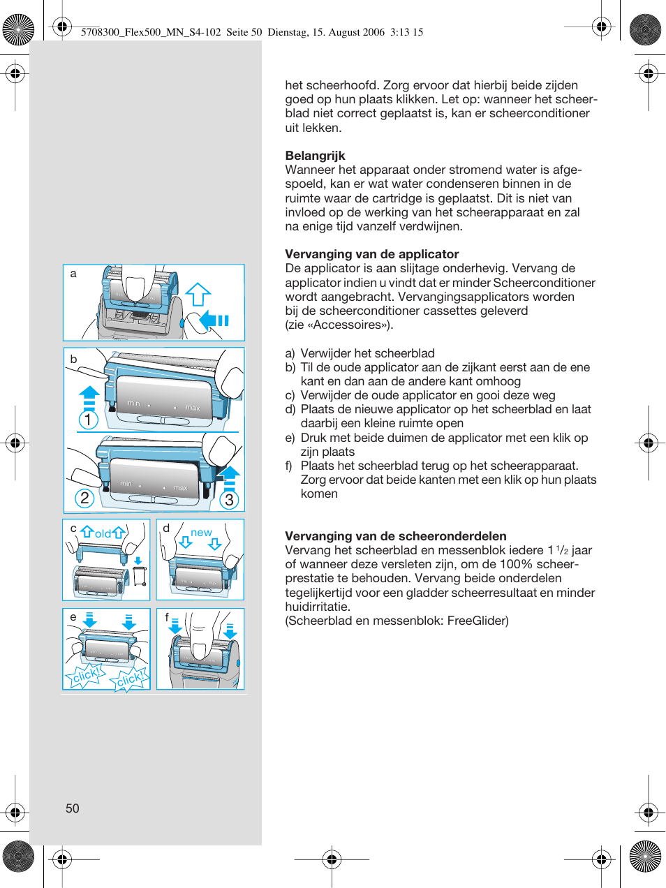 Click, Click! d | Braun 6610 FreeGlider User Manual | Page 50 / 99