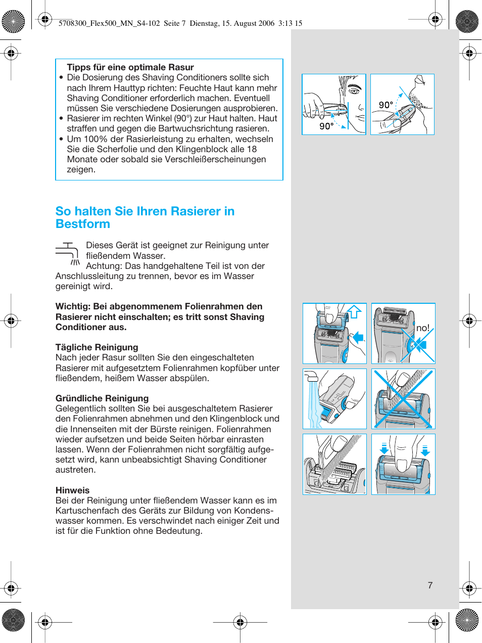 So halten sie ihren rasierer in bestform | Braun 6610 FreeGlider User Manual | Page 7 / 99