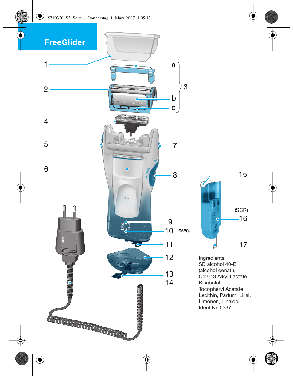 Freeglider, B c a | Braun 6620 FreeGlider  EU User Manual | Page 3 / 99