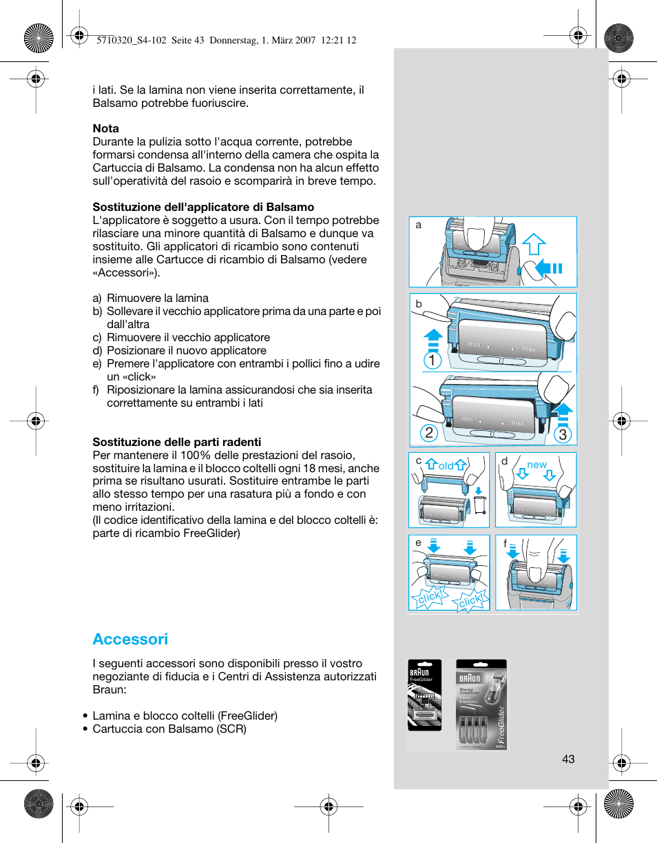 Accessori, Click, Click! d | Braun 6620 FreeGlider  EU User Manual | Page 43 / 99