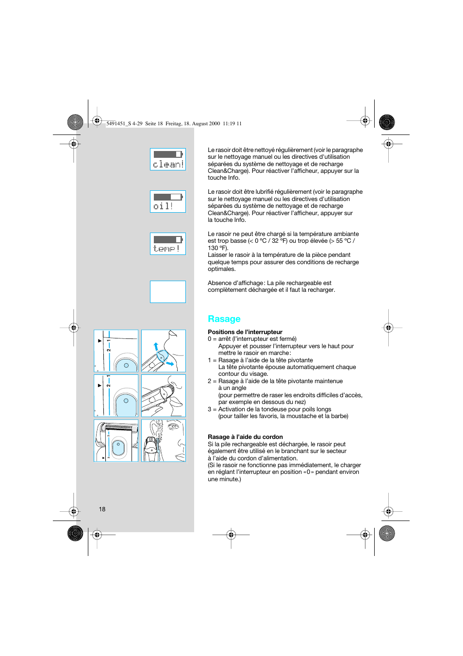 Rasage | Braun 7570 Syncro System User Manual | Page 18 / 29