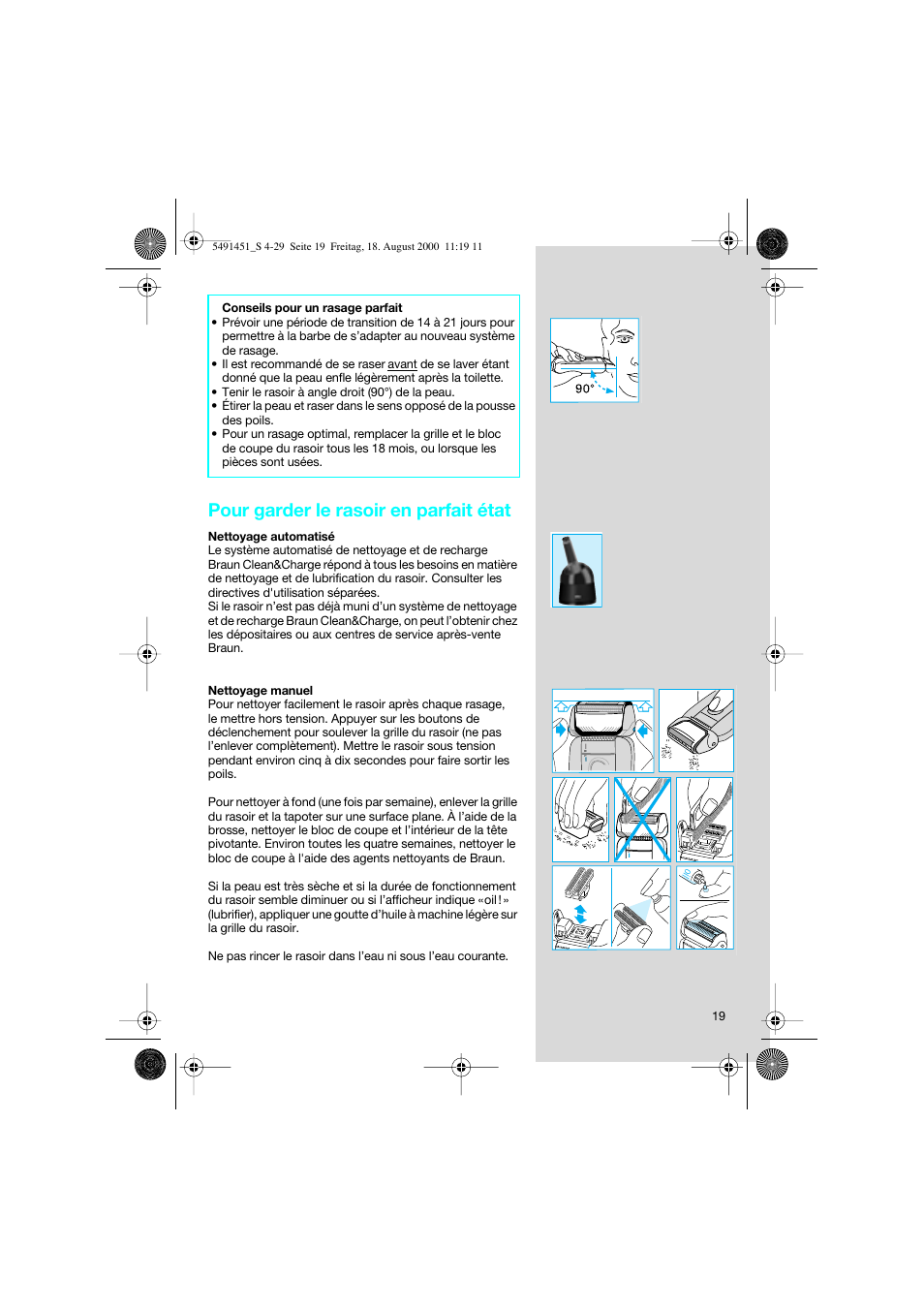 Pour garder le rasoir en parfait état | Braun 7570 Syncro System User Manual | Page 19 / 29