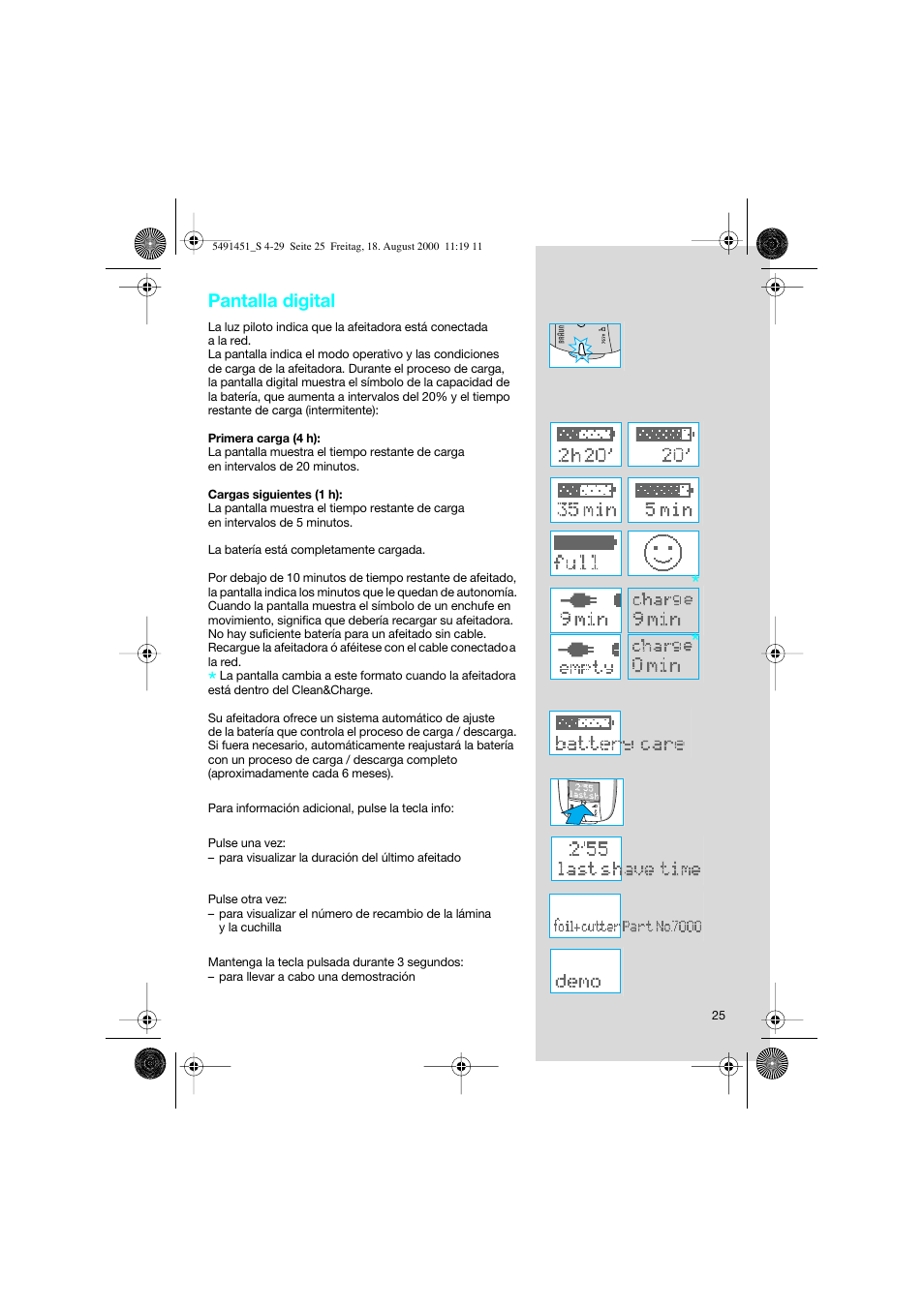 Pantalla digital | Braun 7570 Syncro System User Manual | Page 25 / 29