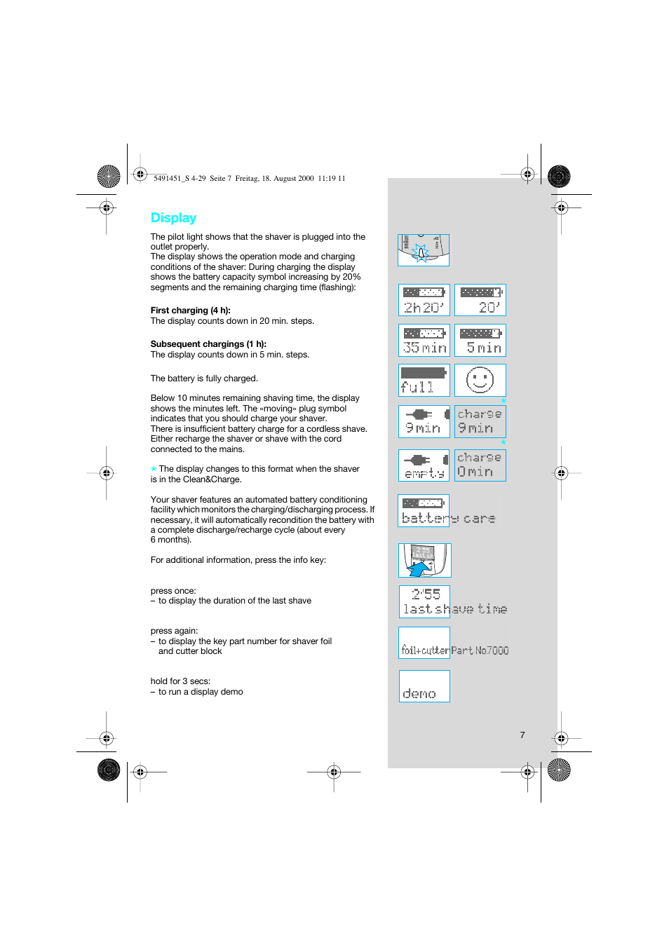 Display | Braun 7570 Syncro System User Manual | Page 7 / 29