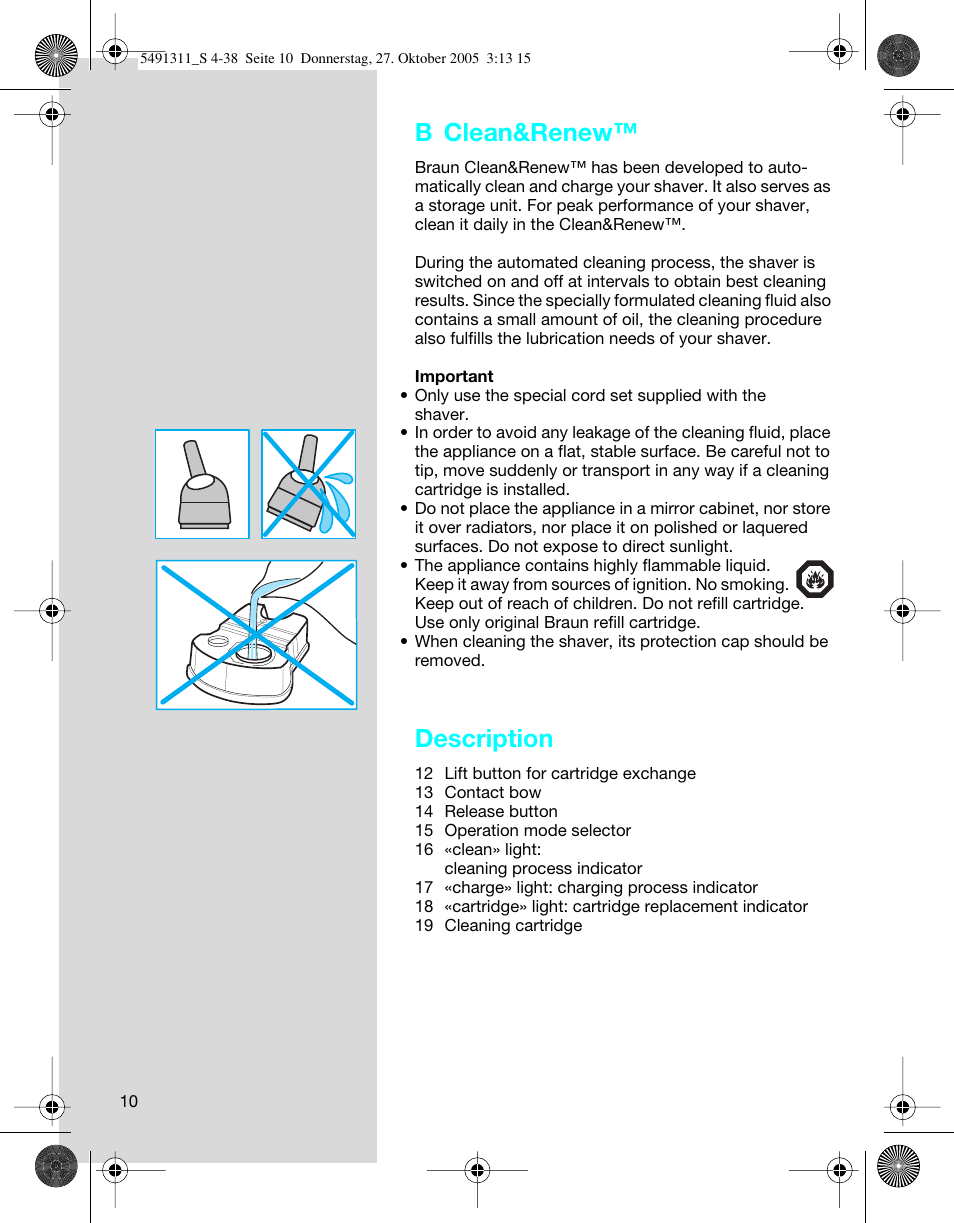 B clean&renew, Description | Braun 7680 SyncroPro System User Manual | Page 10 / 37