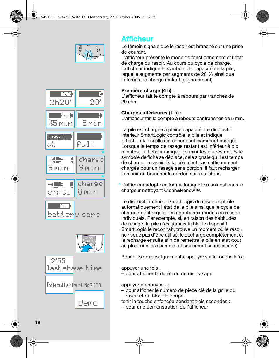 Afficheur | Braun 7680 SyncroPro System User Manual | Page 18 / 37