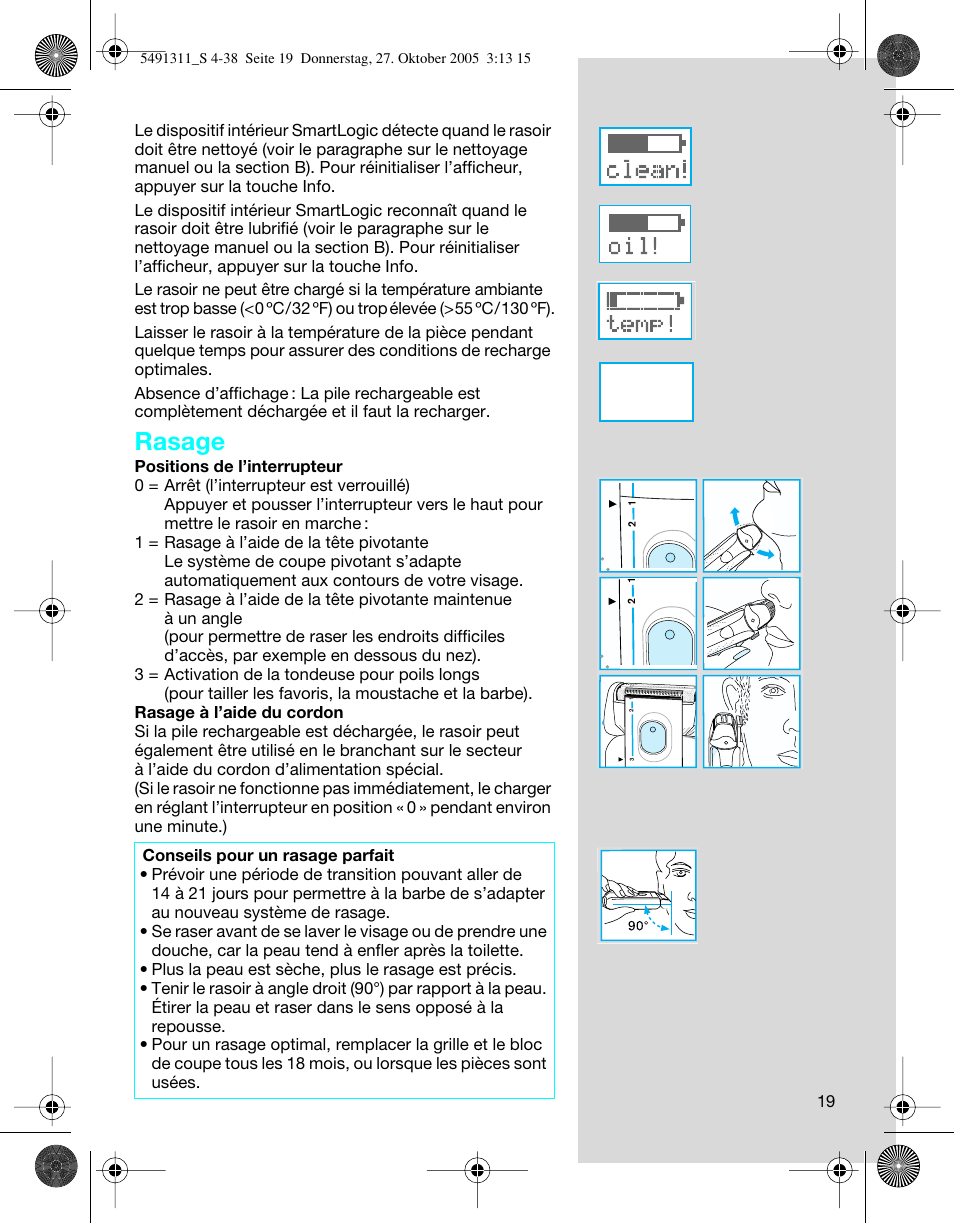 Rasage | Braun 7680 SyncroPro System User Manual | Page 19 / 37