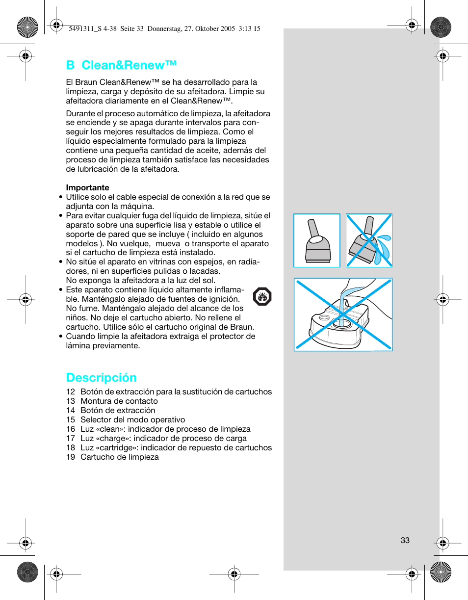 B clean&renew, Descripción | Braun 7680 SyncroPro System User Manual | Page 33 / 37