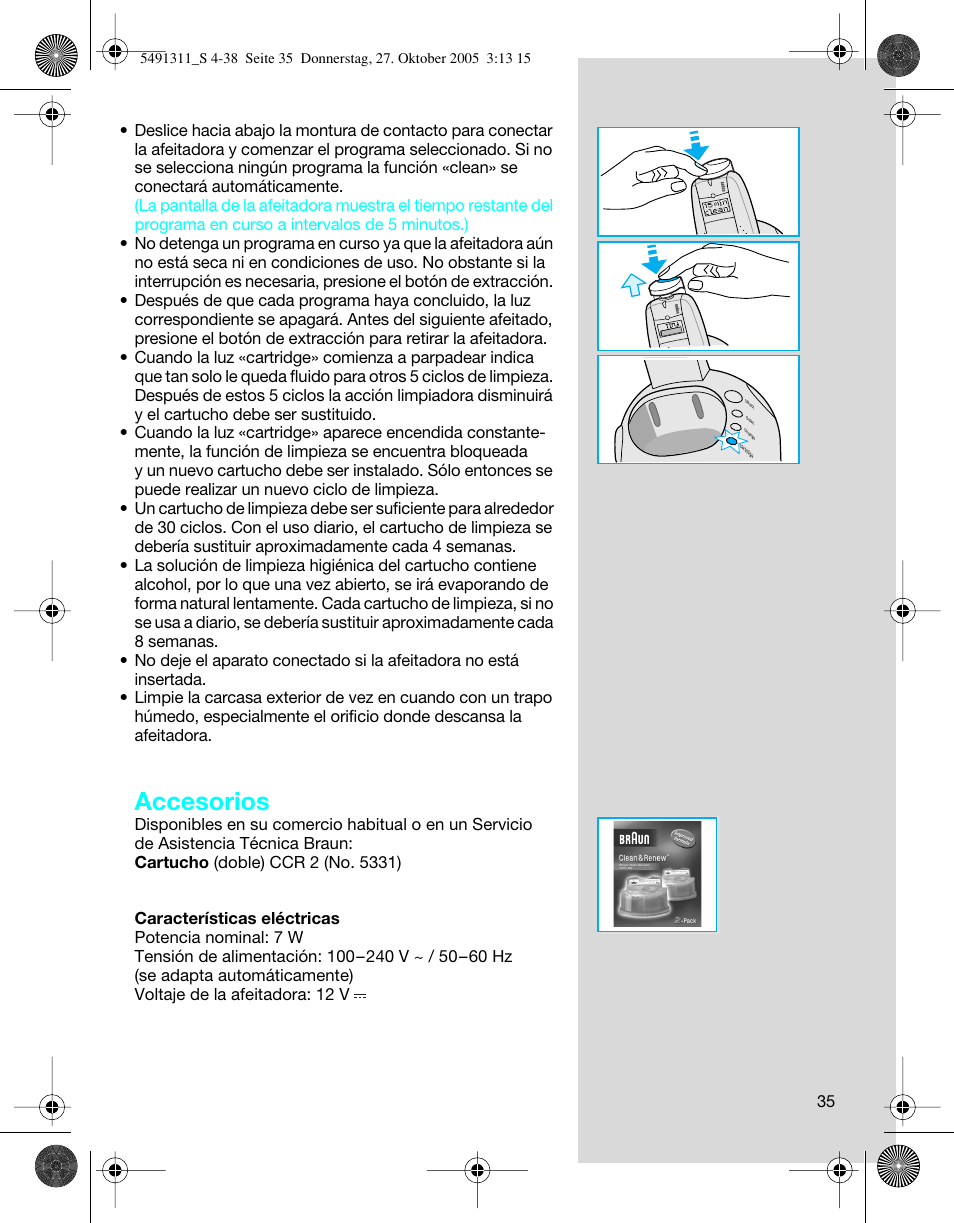 Accesorios | Braun 7680 SyncroPro System User Manual | Page 35 / 37