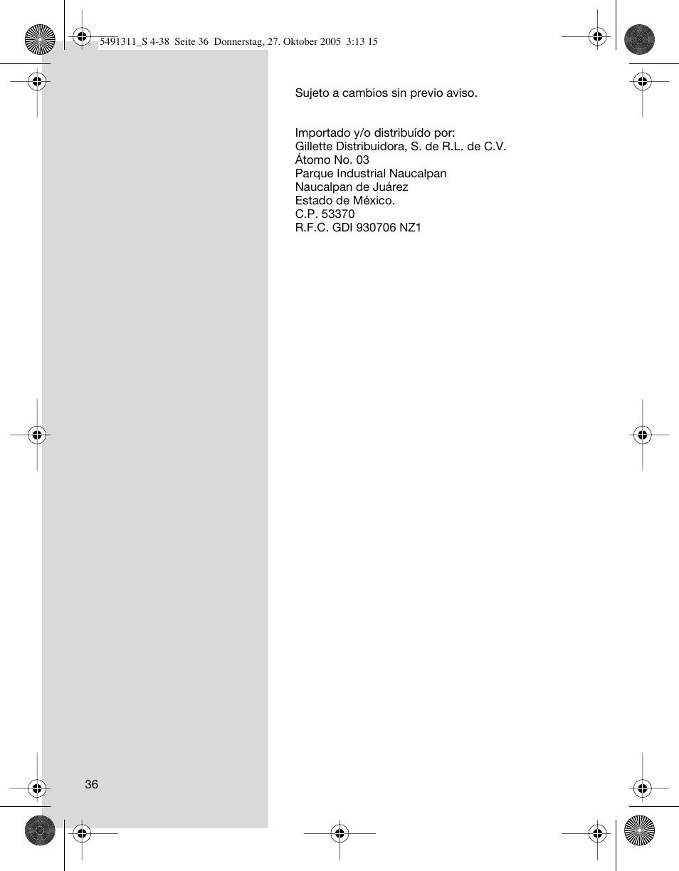 Braun 7680 SyncroPro System User Manual | Page 36 / 37