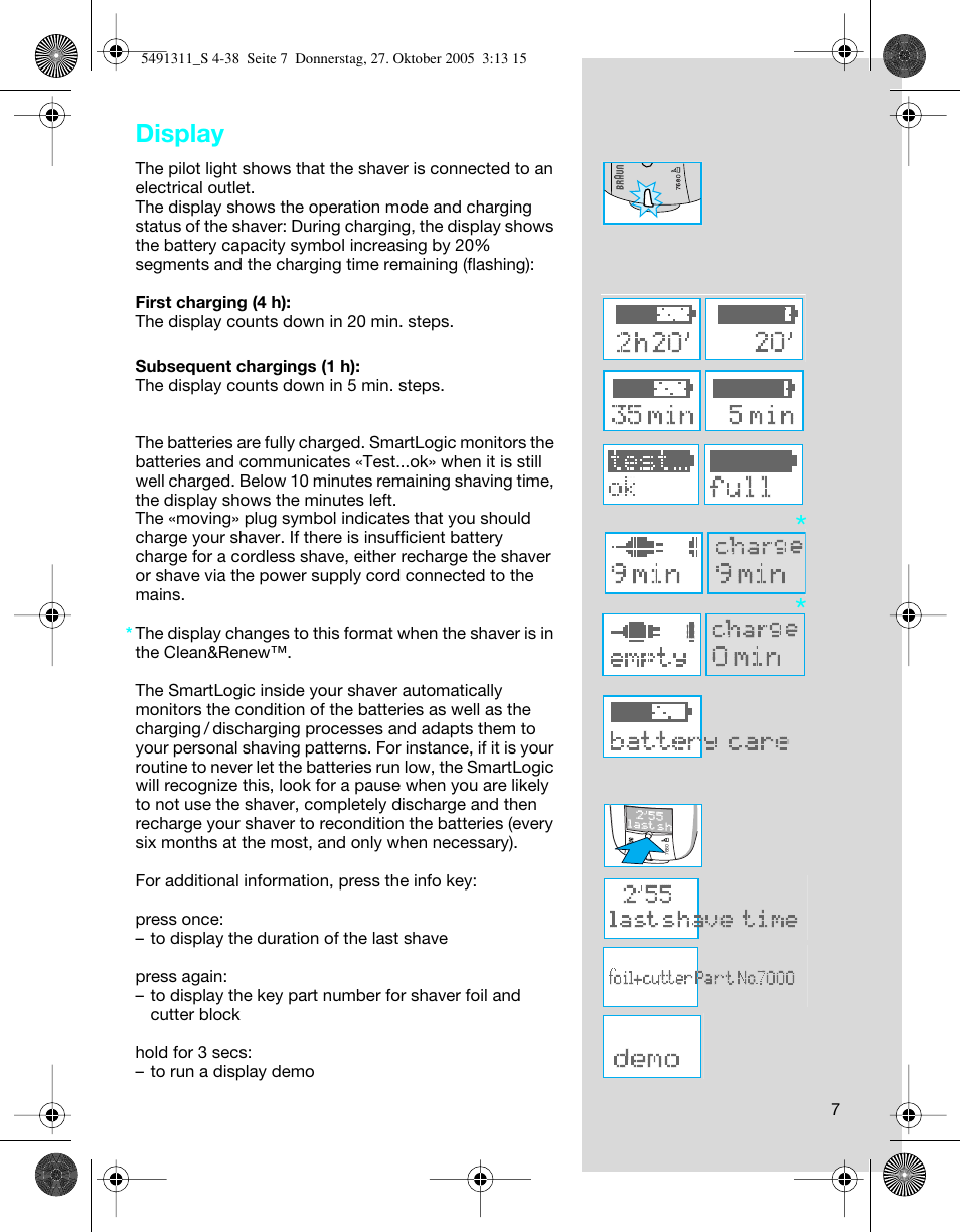 Display | Braun 7680 SyncroPro System User Manual | Page 7 / 37