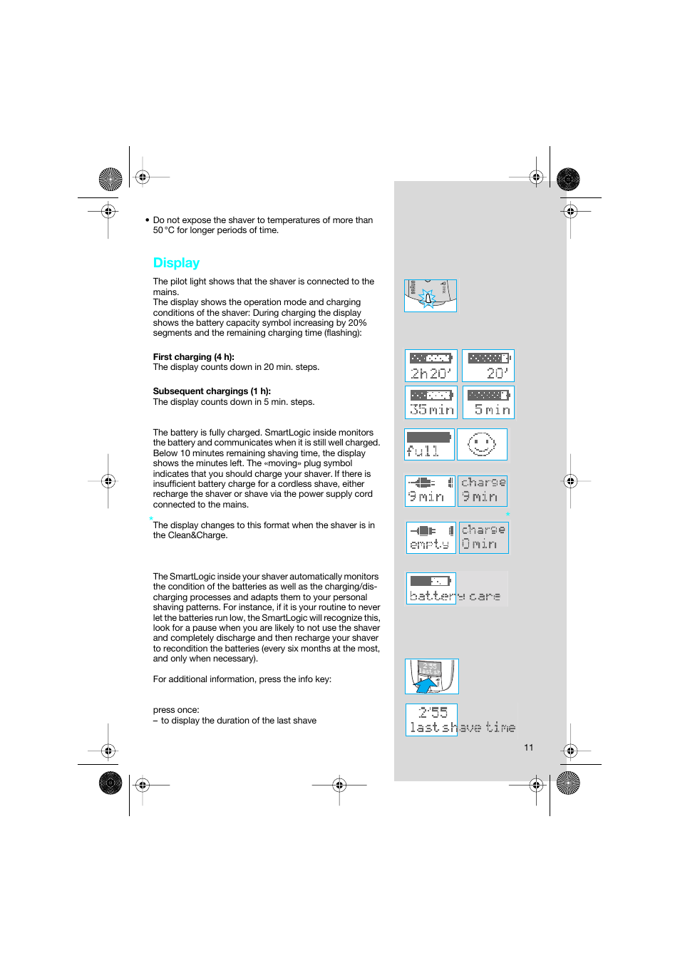 Display | Braun 7690 Syncro System Smart Logic User Manual | Page 11 / 79