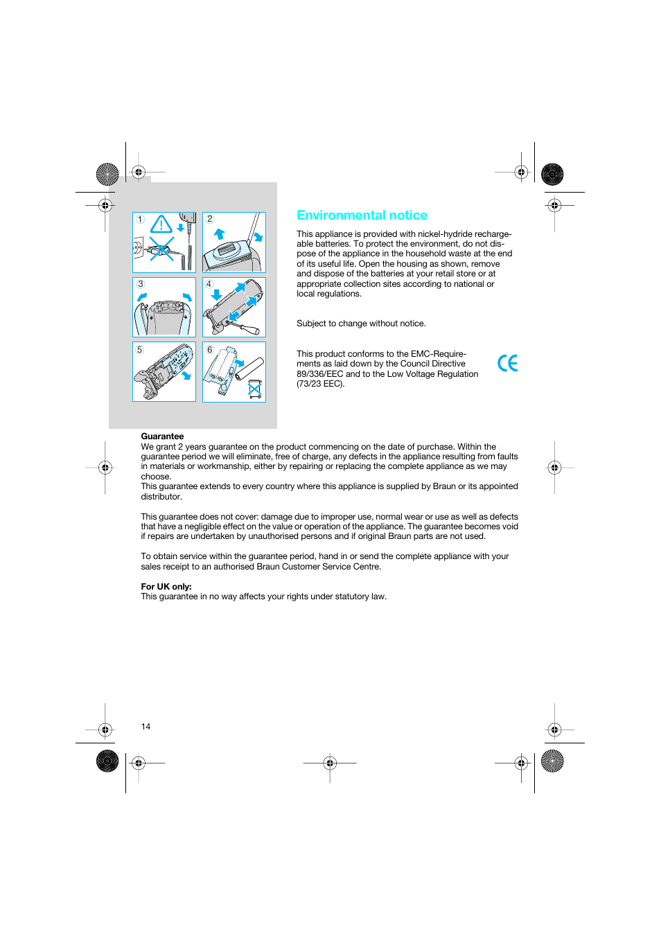Environmental notice | Braun 7690 Syncro System Smart Logic User Manual | Page 14 / 79