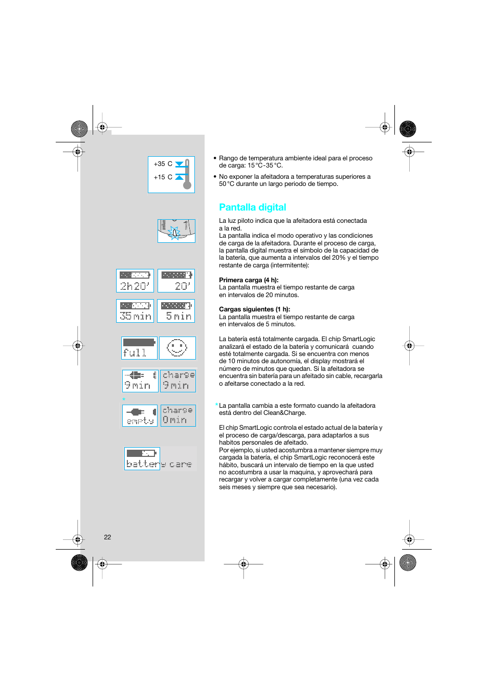 Pantalla digital | Braun 7690 Syncro System Smart Logic User Manual | Page 22 / 79