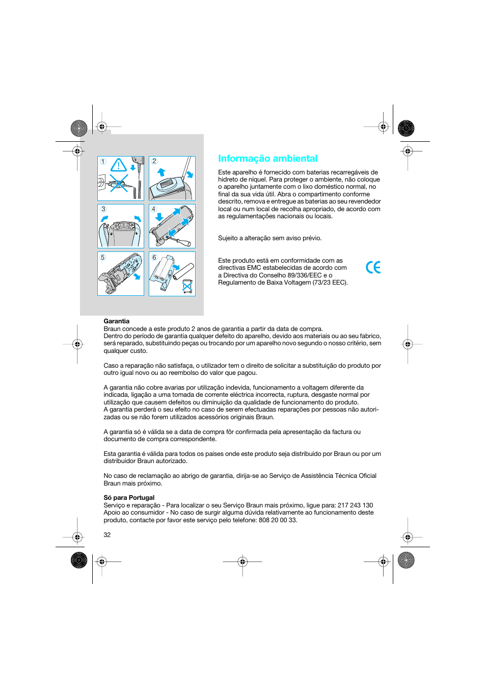 Informação ambiental | Braun 7690 Syncro System Smart Logic User Manual | Page 32 / 79