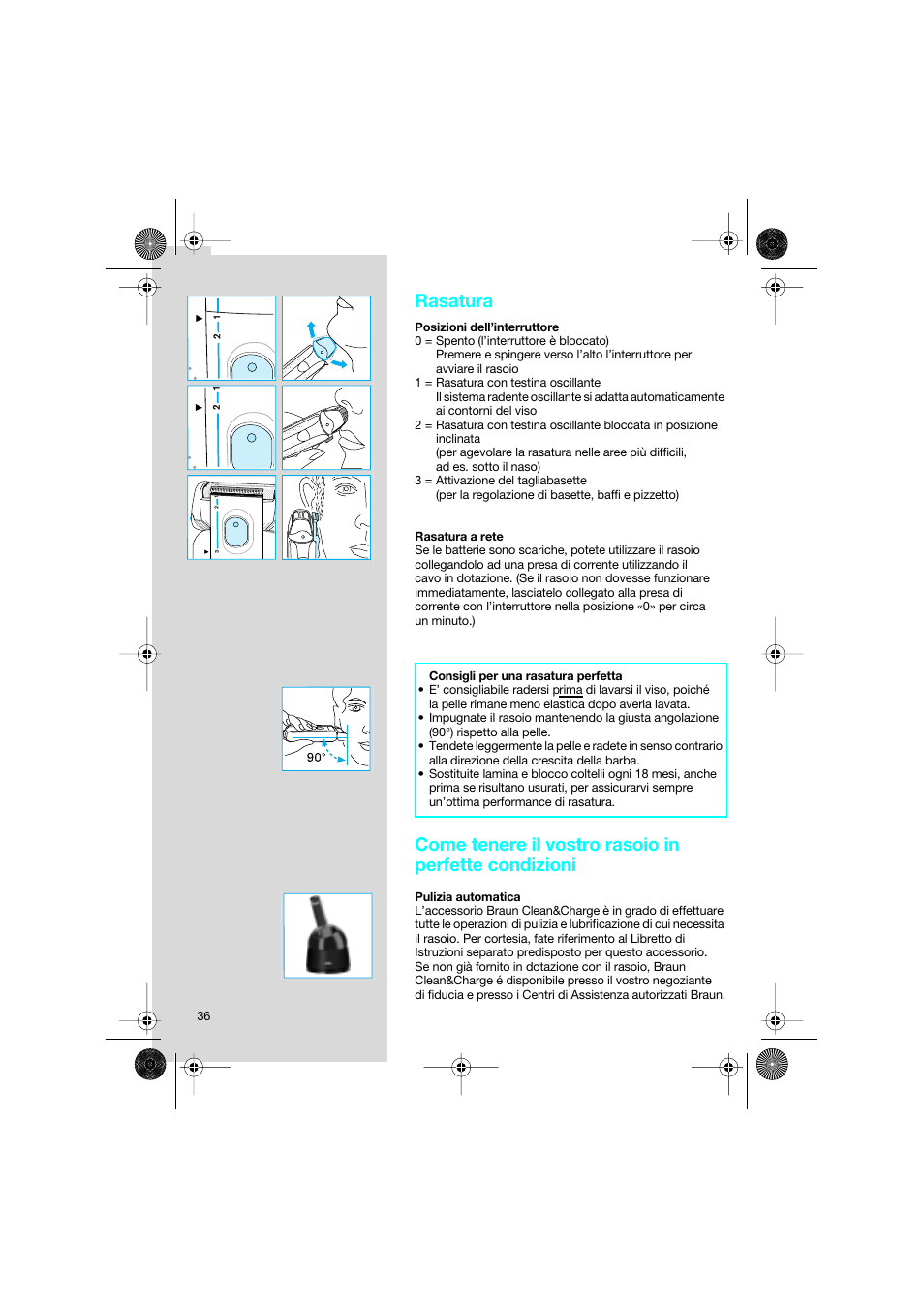 Rasatura | Braun 7690 Syncro System Smart Logic User Manual | Page 36 / 79