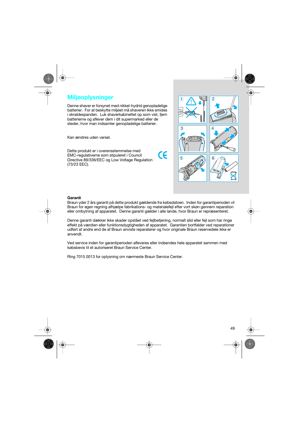 Miljøoplysninger | Braun 7690 Syncro System Smart Logic User Manual | Page 49 / 79
