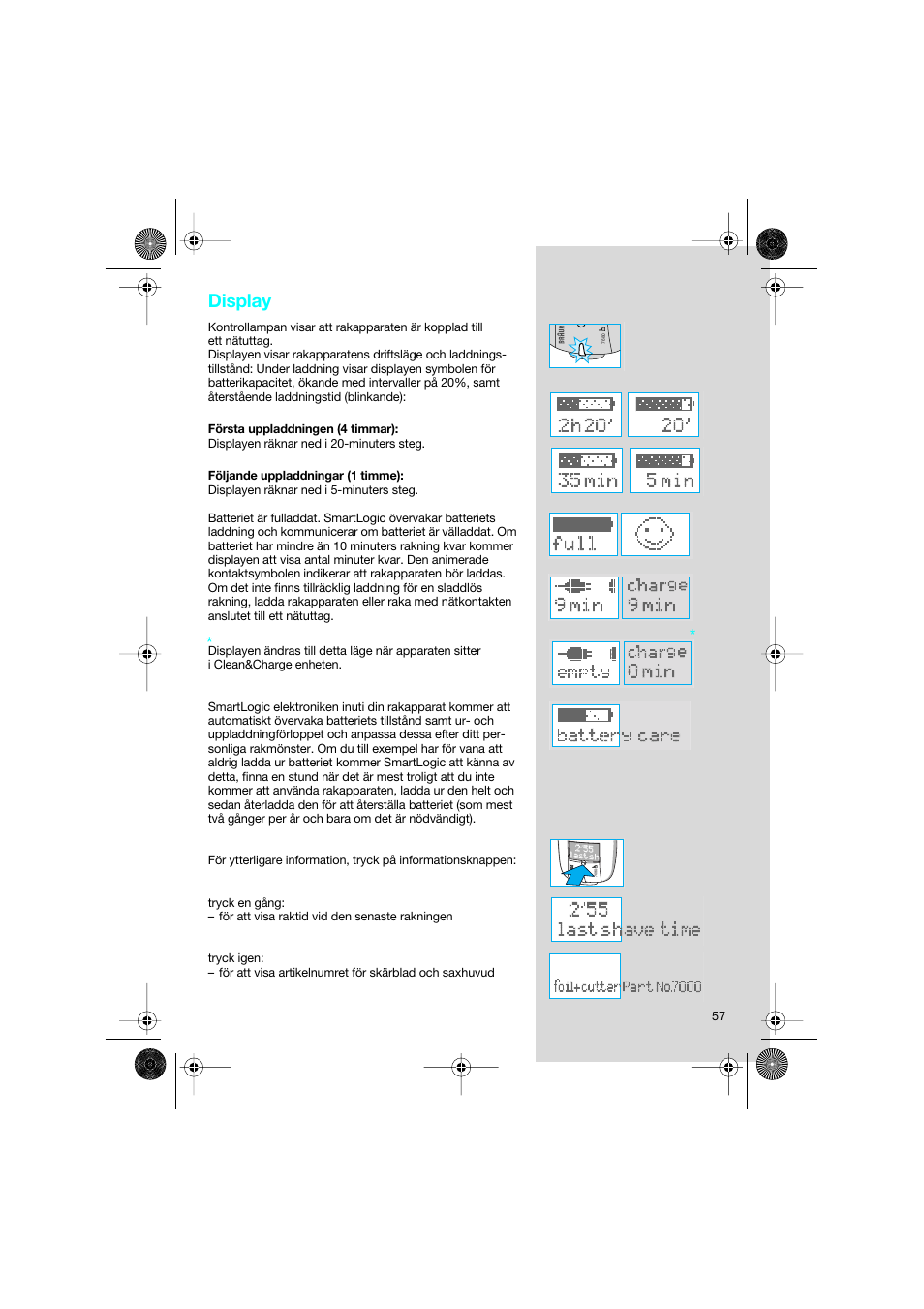 Display | Braun 7690 Syncro System Smart Logic User Manual | Page 57 / 79