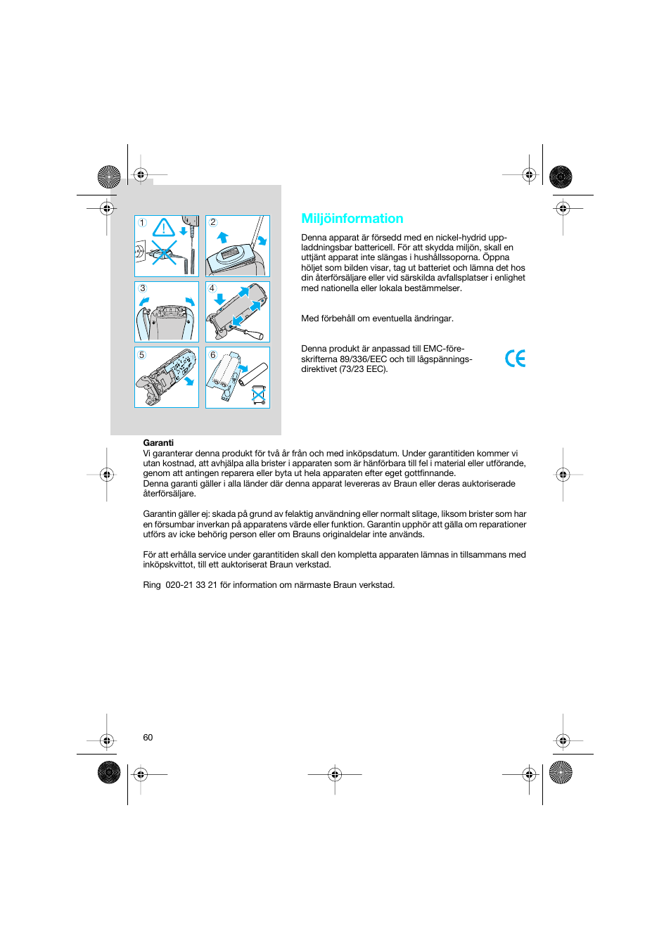 Miljöinformation | Braun 7690 Syncro System Smart Logic User Manual | Page 60 / 79